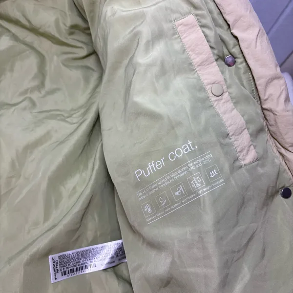 Zara Light Beige Puffer‎ Jacket Full Zip Water Repellent Oversize Size M - Image 7