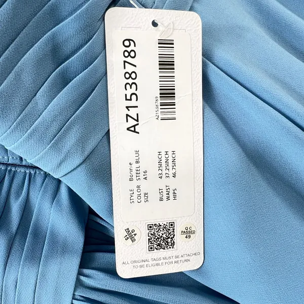 Azazie Bonnie Bridesmaid‎ Dress A16 Steel Blue Halter A-Line Floor-Length Maxi - Image 9