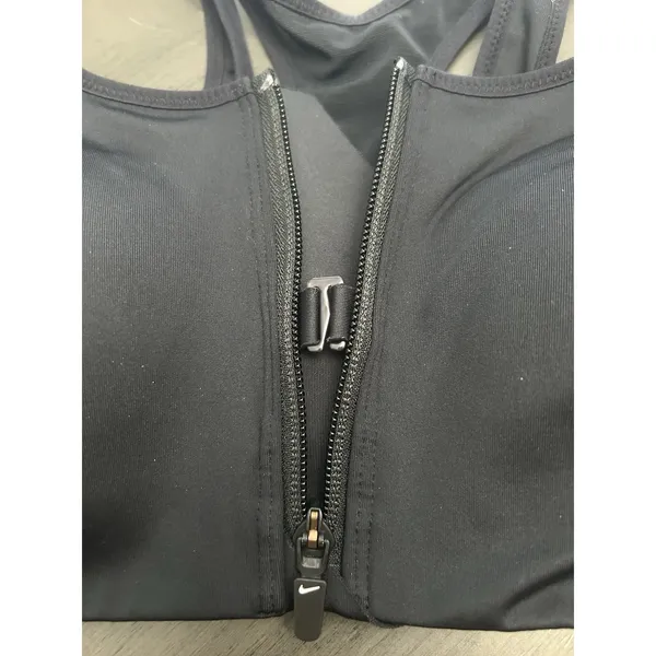 Nike Dri-Fit Sports Bra Women’s Sz S Racerback Zip Up Padded Compression Black - Image 3