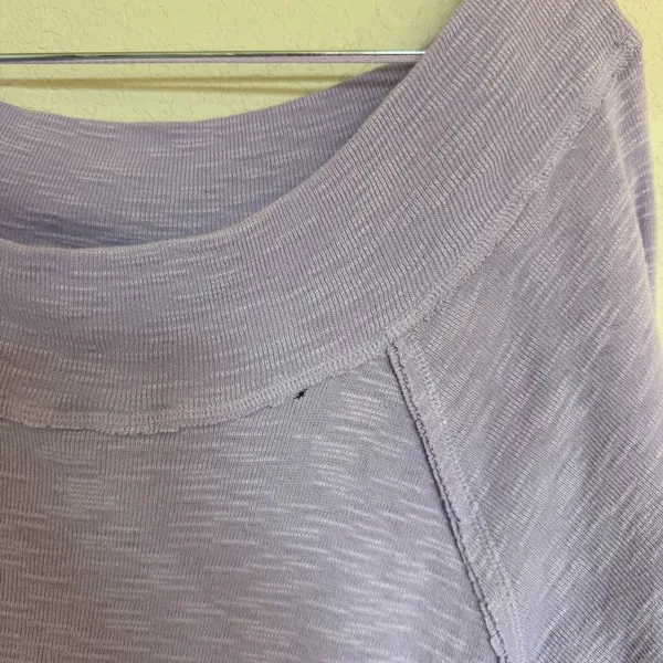 We The Free Free People Lavender Slub Knit Dolman Sleeve Boat Neck Top Medium - Image 3