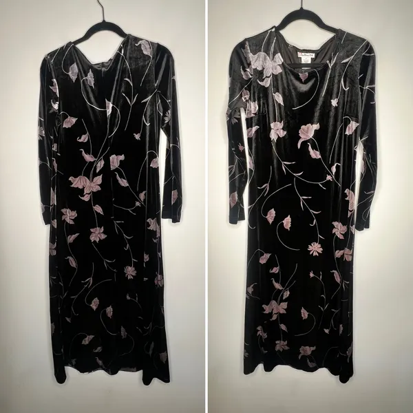 Talbots Vintage 90s Velvet Midi Dress Size XS - Image 2