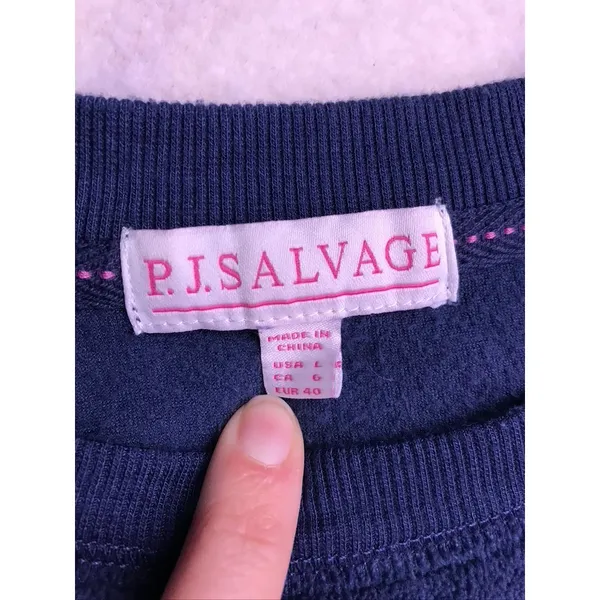 PJ Salvage Pajama Set Women Large Blue Lightning‎ Bolt Fleece Loungewear - Image 2