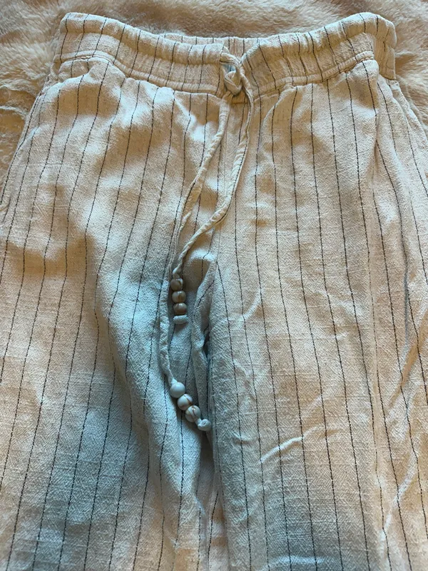 Striped Flowy Pants White Size XS - Image 3