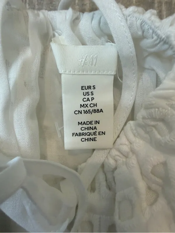 H&M White Eyelet Summer Dress with Spaghetti Straps - Image 3