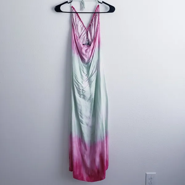 Zara Tie Dye Ombre Midi Shine Slit Strappy Dress - Image 8