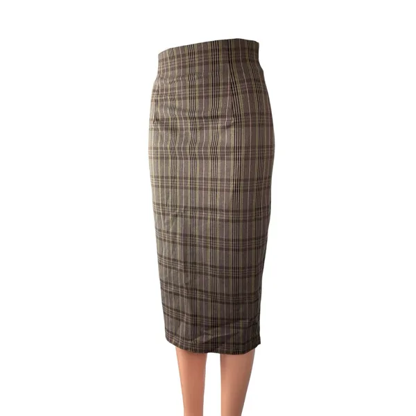 Reorg Women's Brown Pleated High Waisted Pencil Slit Career Midi Skirt Size S - Image 3