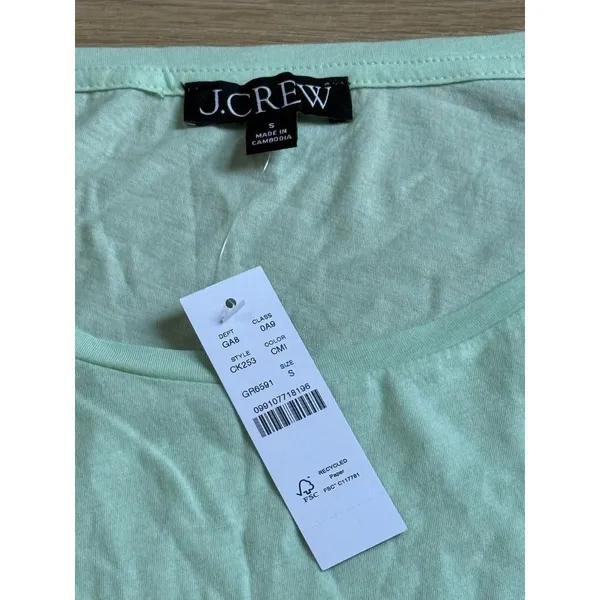 NWT Womens J Crew 3/4 sleeve green tshirt 100% cotton minimalist size S - Image 4