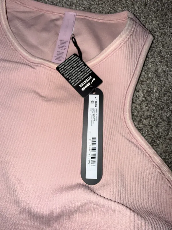 NIKE x SKIMS Ribbed Seamless Racer Front Padded Tank Bra Pink - Image 3