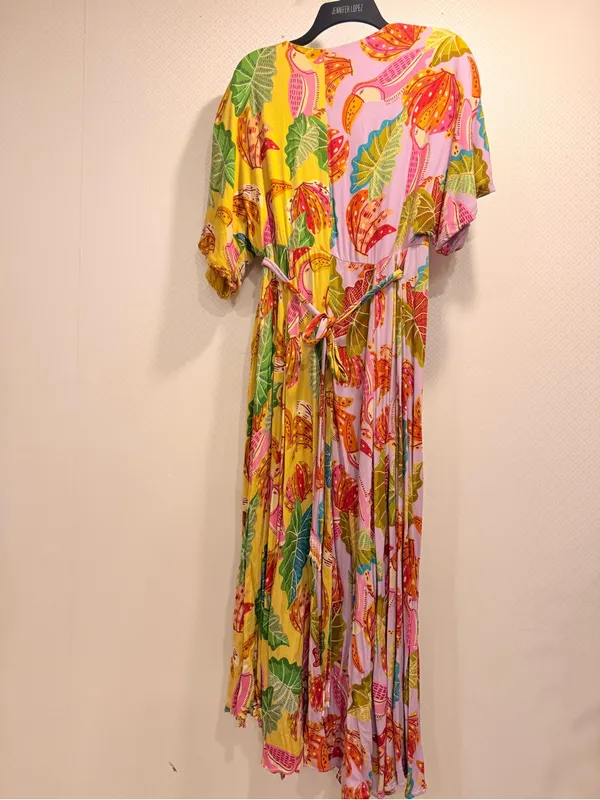 Farm Rio Beaks & Bananas Maxi Wrap Dress Tropical Vacation Midi Size M - Image 4