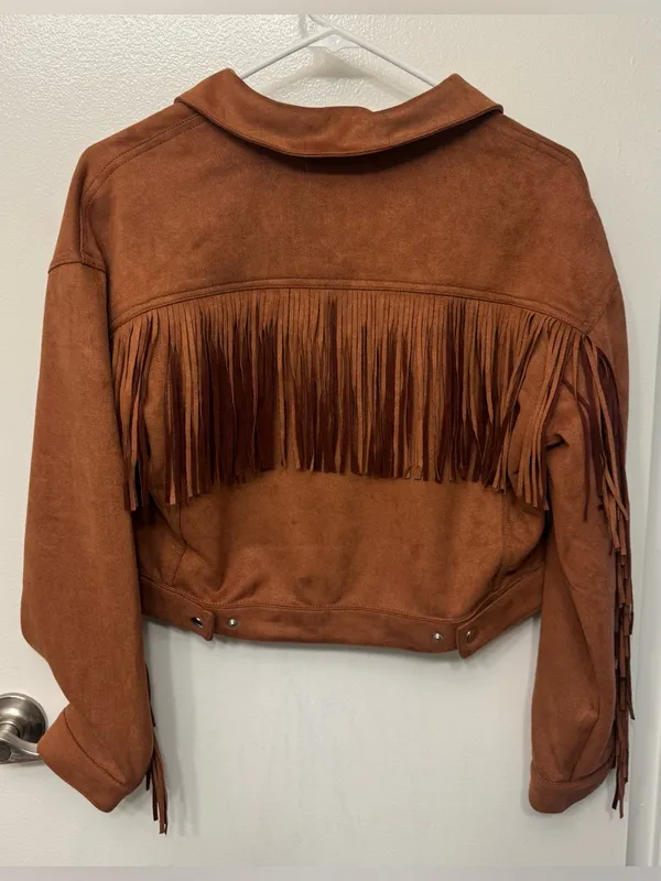 EUC Forever 21 Suede Fringe Jacket | Boho Western Moto Style Jacket - Image 5