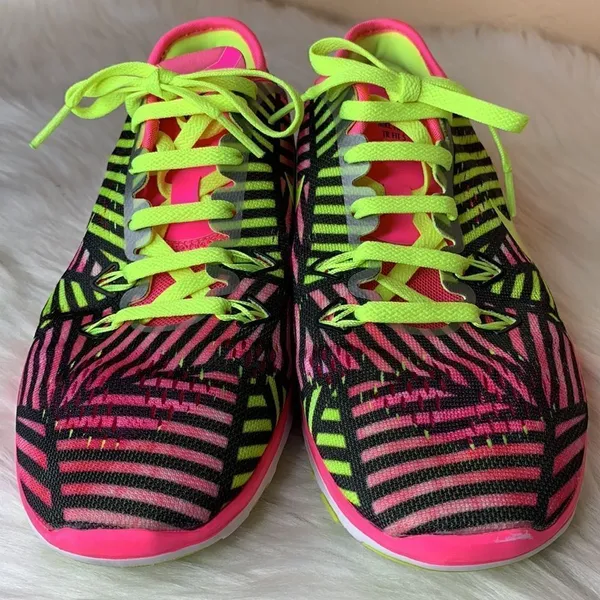 Nike Free Tr Fit 5 Pink Pow/Volt Black Athletic Shoes Size 7 - Image 7