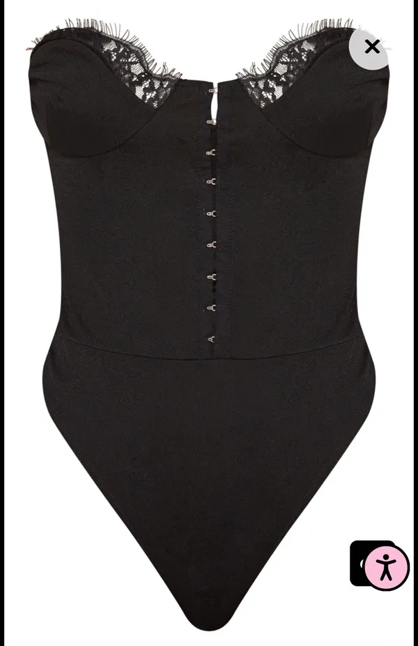 Pretty Little Thing Black Corset Bodysuit - Image 3