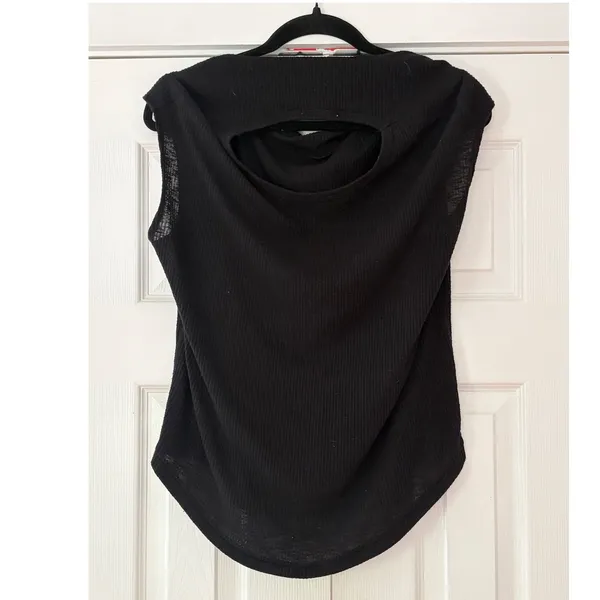 Rag & Bone JEAN Black Ribbed Cowl Neck Sleeveless Top Cutout Back Small‎ S/P - Image 2