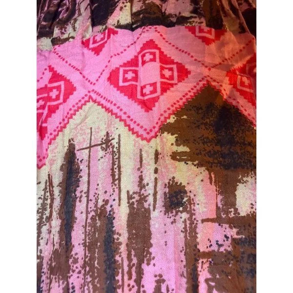 she's cool Whimsigoth retro pink Brown boho Tiered Crinkle Midimaxi Skirt y2k colorful nwt - Image 5
