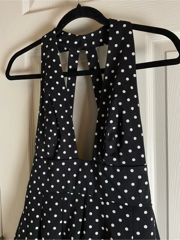 ZARA Black Polka Dot Halter Mini Dress - Women's Summer Dress - Image 4