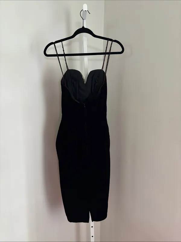 Climax by Karen Okada for David Howard VTG Gold Burgundy Velvet Strapless Dress - Image 4