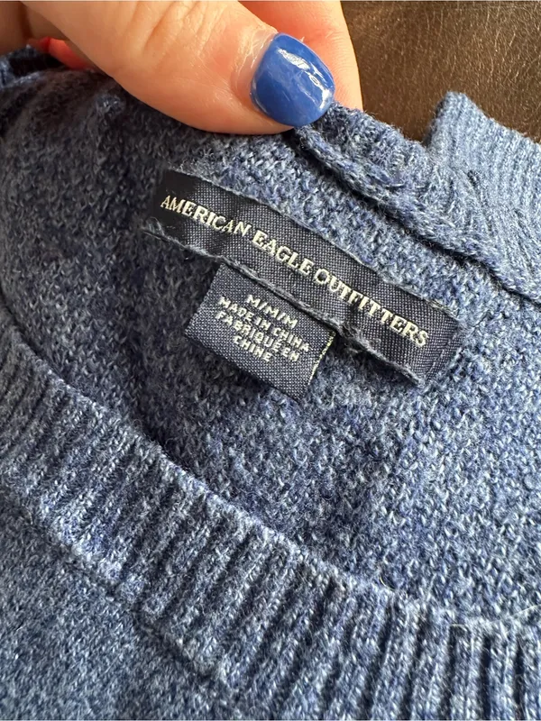American Eagle Women’s Blue Crewneck Sweater - Image 2
