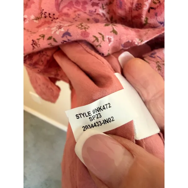 Madewell Dress‎ Women 8 Pink Floral Ruffle-Neck Tie-Back Mini Dress NK472 Boho - Image 9