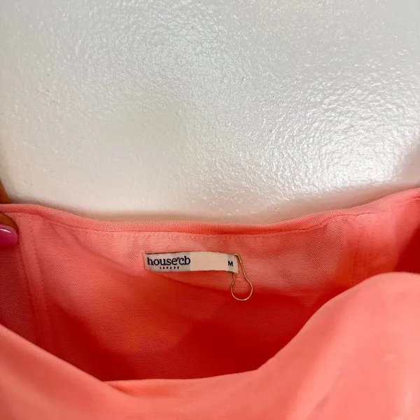 HOUSE OF CB Ivana Gathered Asymmetric Dress in Apricot Size Medium - Image 6