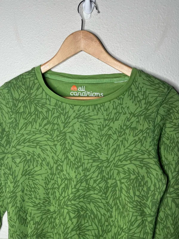 Nike ACG Green Leaf Print Waffle Knit Thermal Long Sleeve Top - Image 3