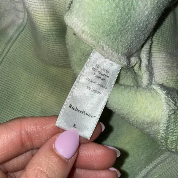 Richer‎ Poorer Hoodie Womens Large Green Tie Dye Excellent Fleece Pullover - Image 3