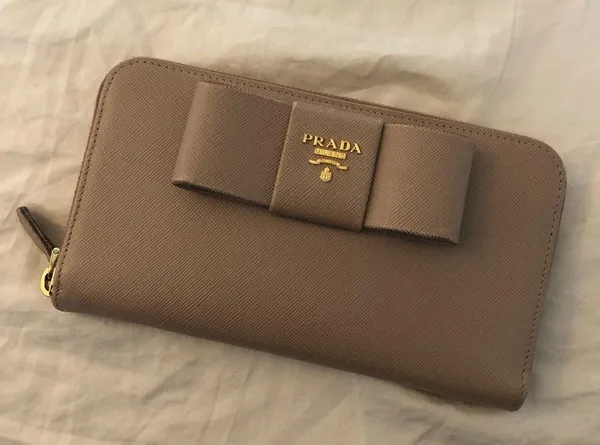 Prada Saffiano Ribbon Bow Zip Around Wallet - Image 3