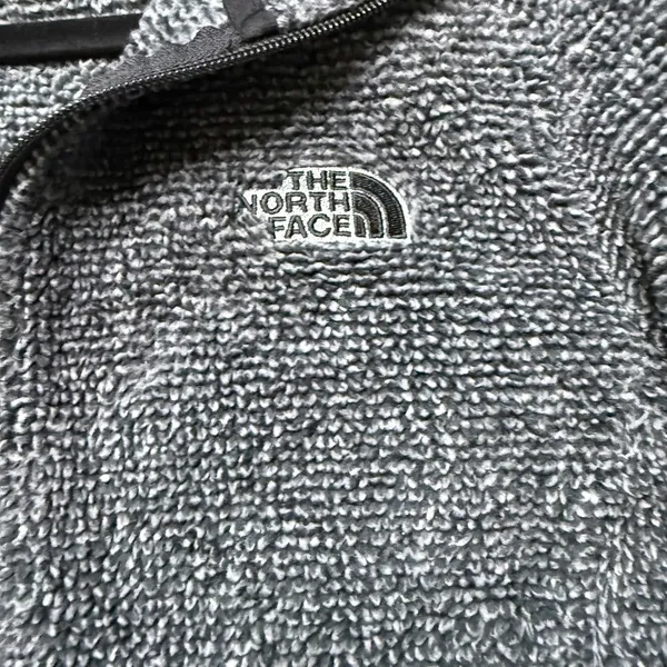 The North Face Womens Full Zip Textured Fleece Jacket Charcoal Grey Black Medium - Image 7