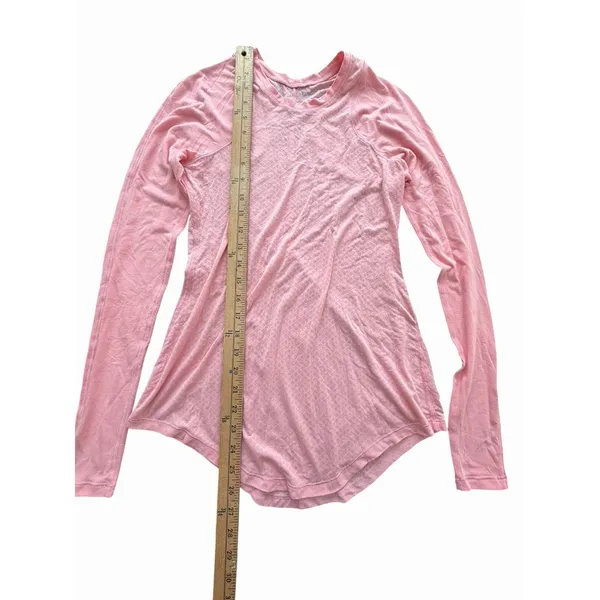 Lululemon Shirt Womens 2 Coral Pink Digni Tee Long Sleeve Lightweight #HHH9-1 - Image 5