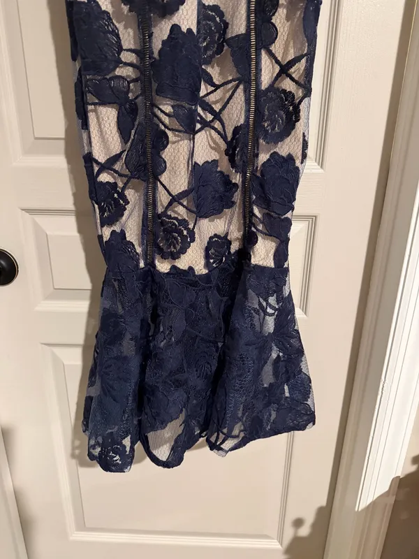 Lulus Lace Blue and Nude Cocktail or Evening Dress - Image 3