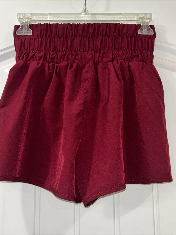 New In High-Waist Athletic Shorts Burgundy Women’s Small - Image 3