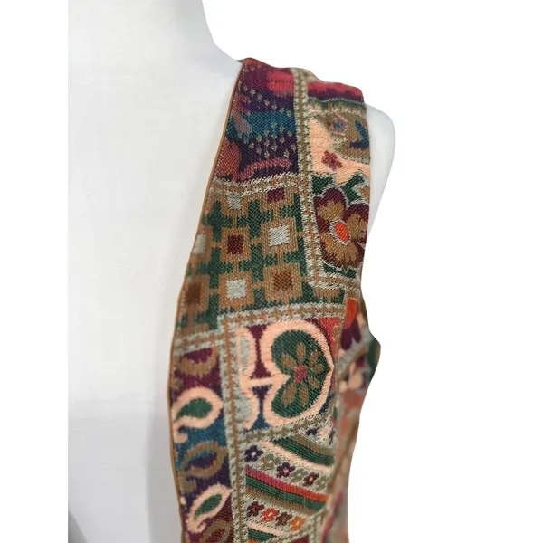 Vintage Saks Fifth Avenue Vest Womens S/M‎ Tapestry Boho Festival Retro Granny - Image 5