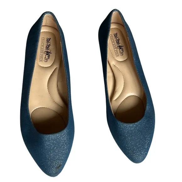 Coach and‎ Four Womens Denim Melitta Glitter Almond Toe Flats Size 6 - Image 2