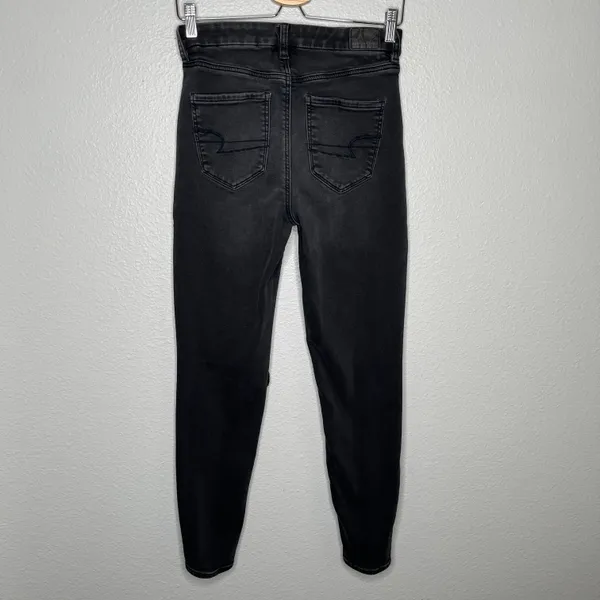 American Eagle black curvy super hi rise jeggings size 4 - Image 2