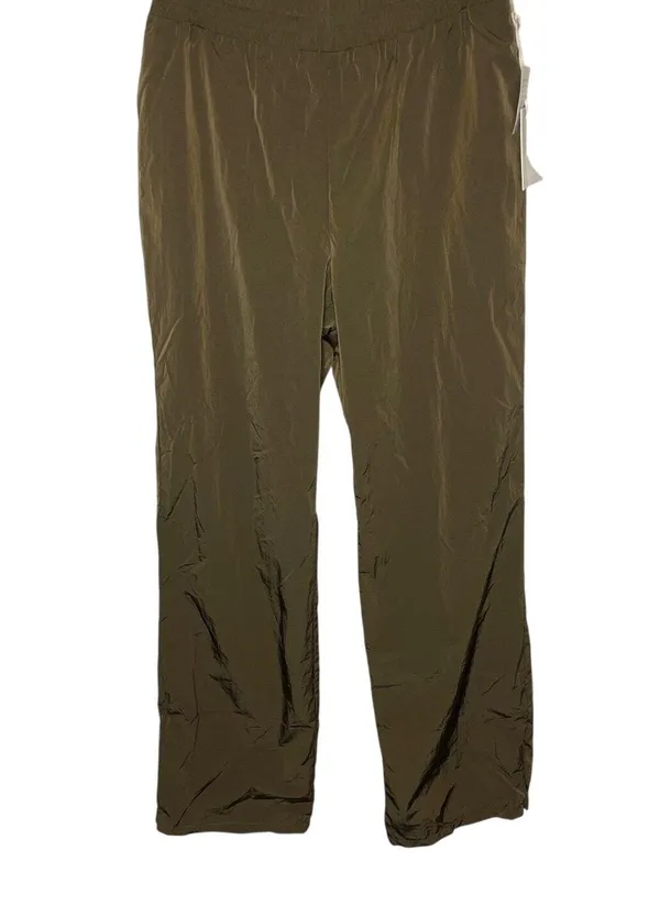 Good American Wide Leg Track Pants MEDIUM Mocha Pull On Casual Athletic Gym - Image 3