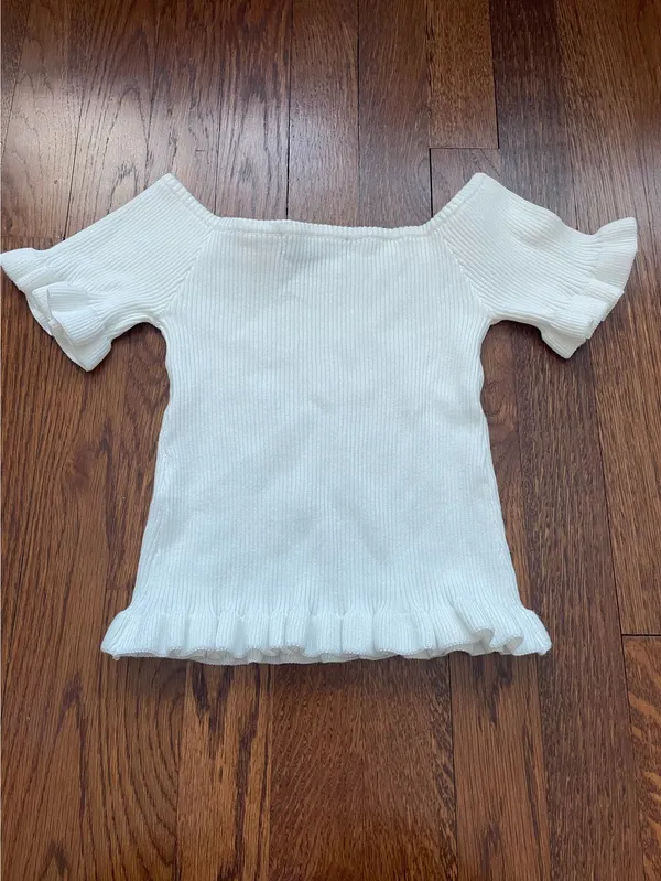 Lulus Off the Shoulder White Ruffle Top - Image 2