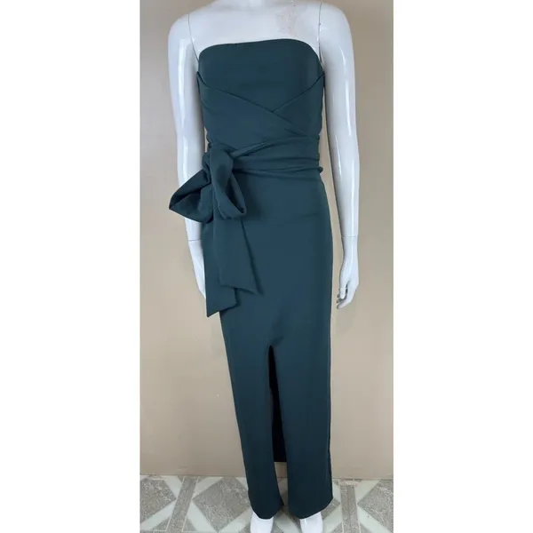 Lulus Teal Blue Strapless Maxi Dress With Split Front Hem Formal Gown XS NWT - Image 2