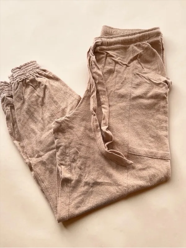 Aerie Tan Jogger Sweatpants Small Cozy Lounge Pants Drawstring Casual - Image 3
