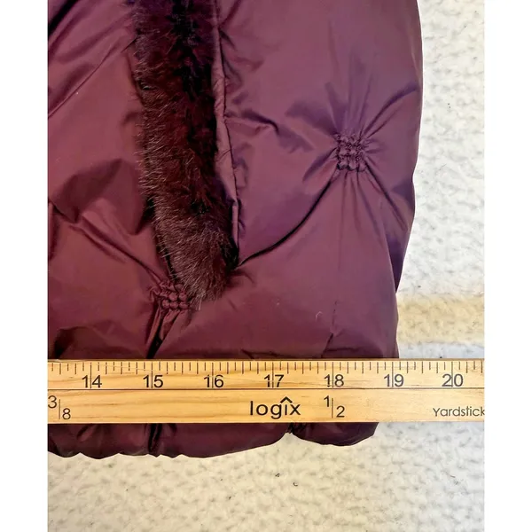 Chicos Vest Womens 2/Large Purple Quilted Fur Trim‎ Snap Winter NEW - Image 9