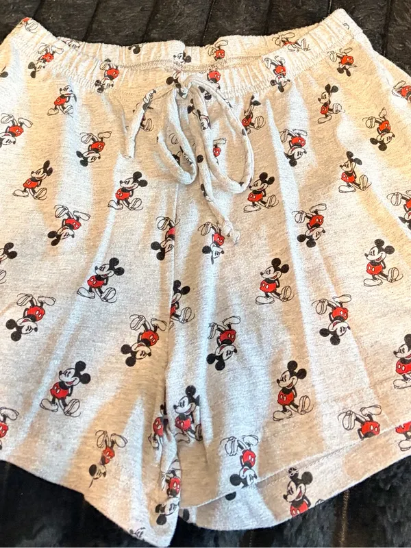 Disney Gray Lounge Shorts with Red Mickey Mouse Print - Image 2