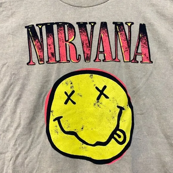 Nirvana Nevermind Tour Smiley Promo Art Grunge Tee XL - Image 2