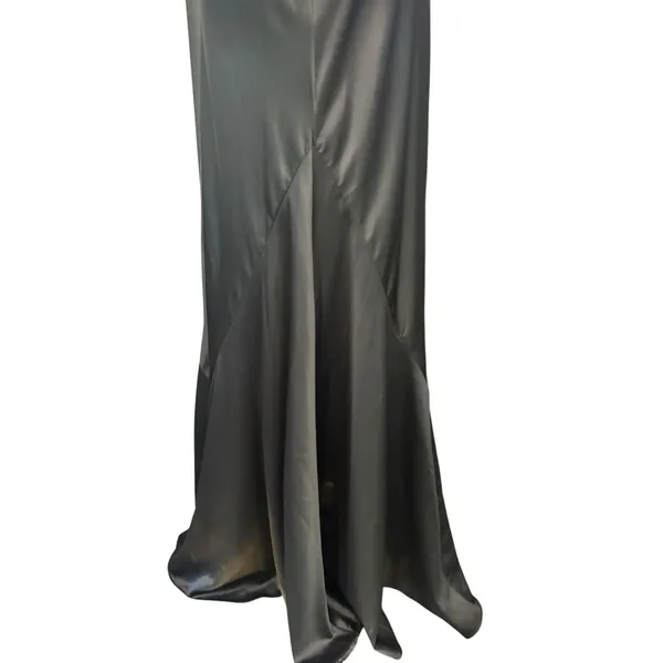 Vtg Kirna Zabete Luxury Stretch Silk Charmeuse Slip Maxi Dress Y2K Tulip Hem USA - Image 7