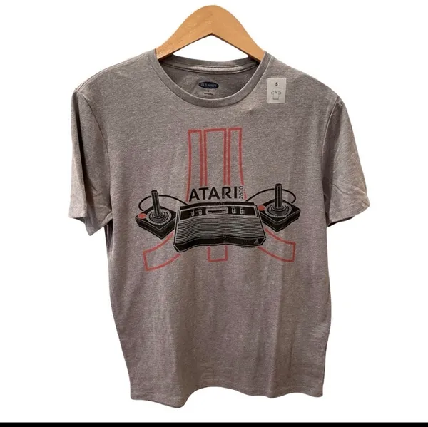NWT Old Navy Retro Atari Video Gaming Graphic TShirt S Gray Black Red - Image 2