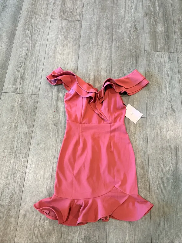 Hello Molly One-Shoulder Ruffle Bodycon Dress in Rose - Image 6