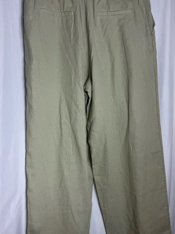 One a day Olive Green trousers linen Pants wide leg casual business 10 short - Image 5