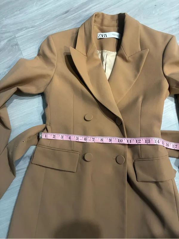 Zara Camel Double-Breasted Belted Trench Coat‎ - Image 9