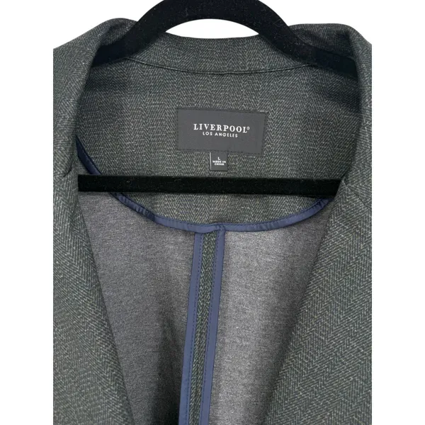 Liverpool Los Angeles Herringbone Ponte Knit Fitted Blazer Jacket Gray Sz‎ Large - Image 8