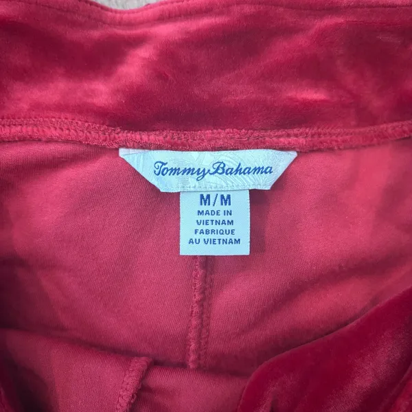 Tommy Bahama Women's Red Velour V-Neck Sweatshirt & Casual Pants Set Size Medium - Image 5