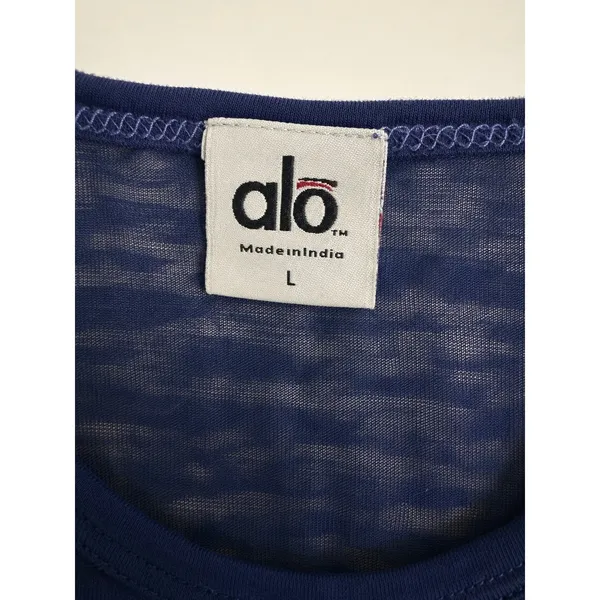Alo Yoga Slouchy Sheer Slub Racerback Tank Top Navy Blue Size L - Image 6