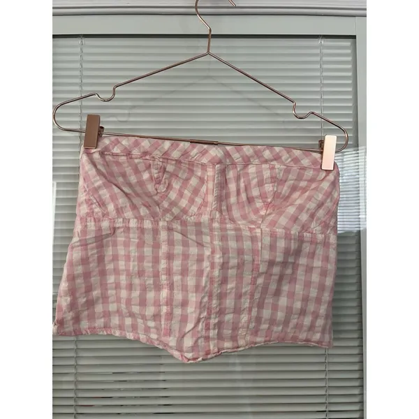 Free People Leilani Gingham‎ strapless Top Size L - Image 5