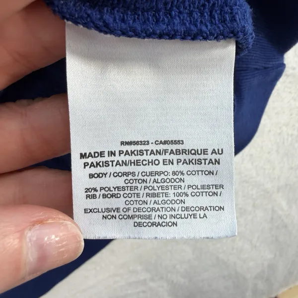 Nike M Medium Hoodie Sweatshirt Classic Swoosh Pullover Deep V-Neck Lace Up Blue - Image 6